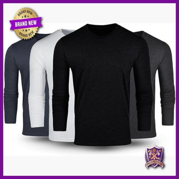 Men's Long Sleeve T-Shirt Premium Cotton Poly Blend Regular Fit Classic Crew